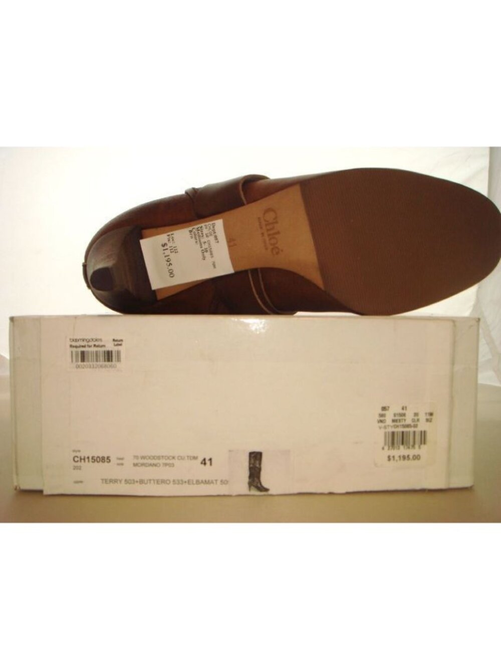 Chloe Brown Leather Boots Size 41 EUR 11 US - Brand New in Box - - Picture 3 of 3